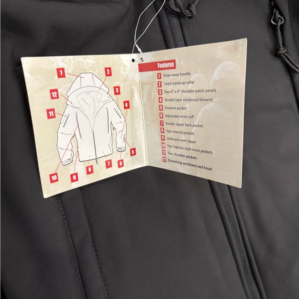 Rothco 9767 Military Waterproof Black Special Ops Tactical Softshell Jacket NWT - Picture 5 of 9